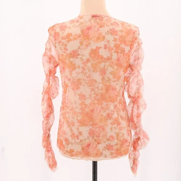 Zara Floral Sheer Mesh Top Womens Y2K Fairy Grunge Romantic Indie‎ Sleaze Size M - Picture 4 of 9